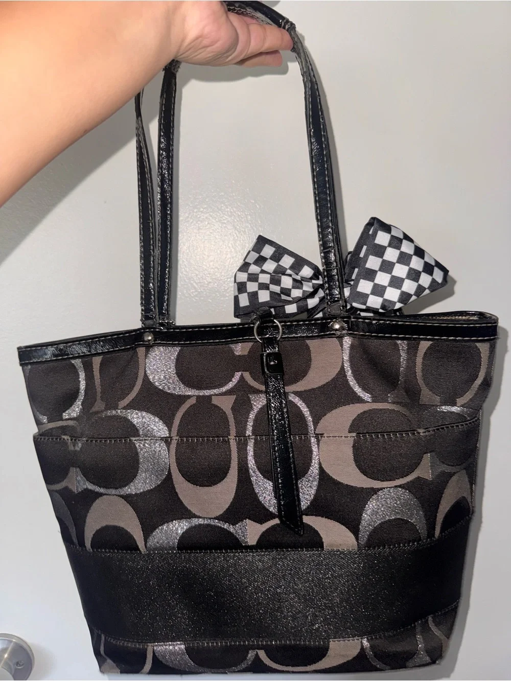 Coach signature monogram tote bag